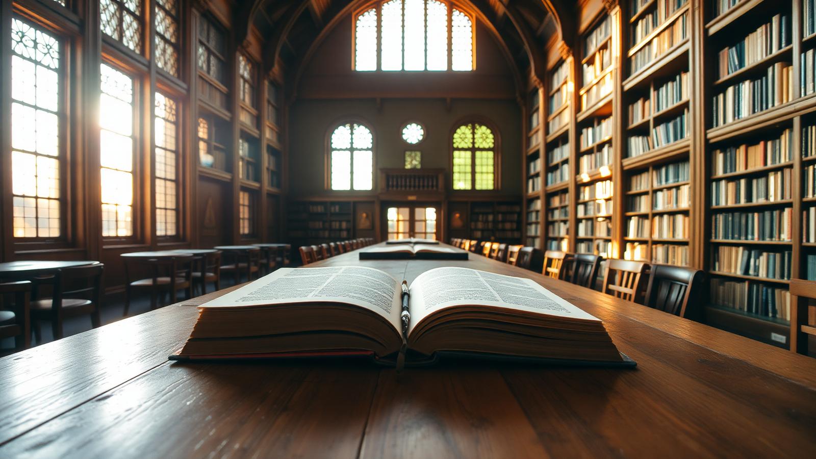 Reading room of an African university library at golden hour